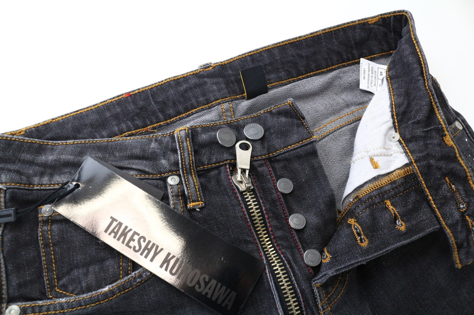 TAKESHY KUROSAWA vyriški džinsai W32 Slim tamsiai pilki, tamprūs, dažyti, skalbti medvilniniai džinsai