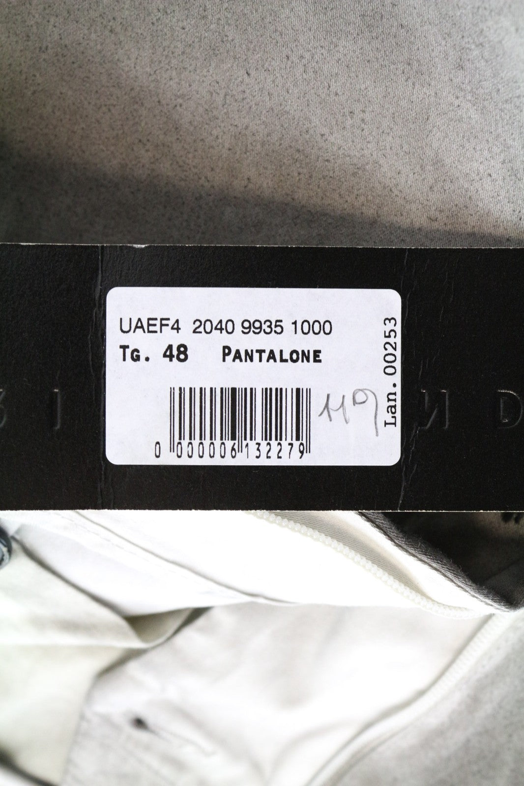 RICHMOND Men's Trousers 48 Grey Cotton Stretch Stained Aged Flat Front Pants