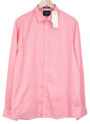 SCOTCH & SODA Men's Shirt 2XL Pink Slim Cotton Melange Pattern Long Sleeve Top