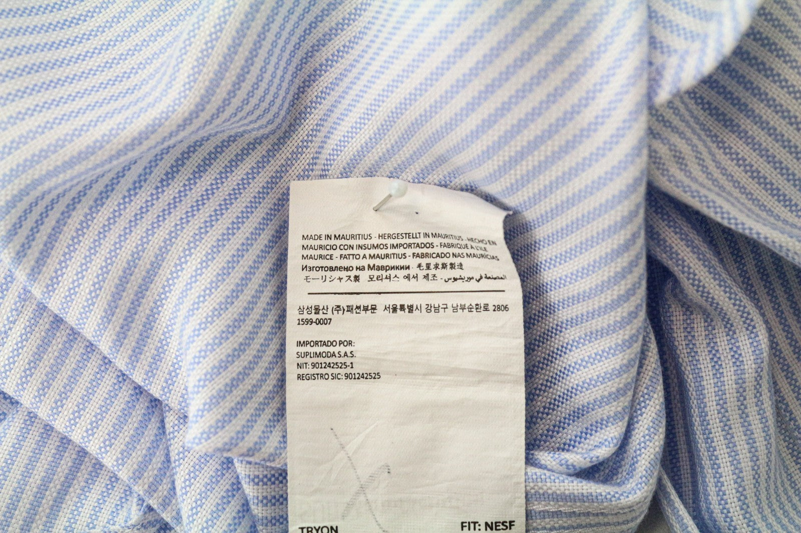 SUITSUPPLY Men's Formal Shirt 37/14.5 Extra Slim Blue Pure Cotton Striped