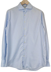 SUITSUPPLY Men's Formal Shirt 40/15.75 Slim Blue Pure Cotton Twill Cutaway