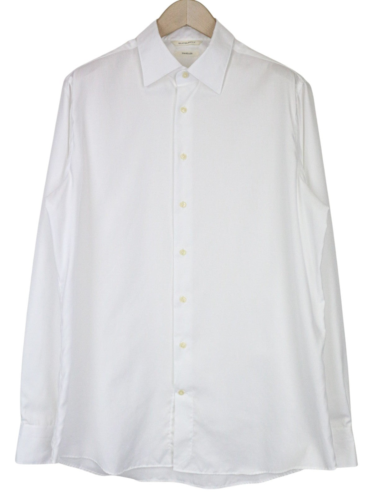 SUITSUPPLY Traveller Men's Formal Shirt 43/17 Slim White Cotton Spread Collar