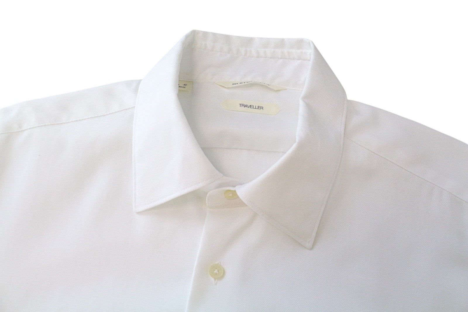 SUITSUPPLY Traveller Men's Formal Shirt 43/17 Slim White Cotton Spread Collar