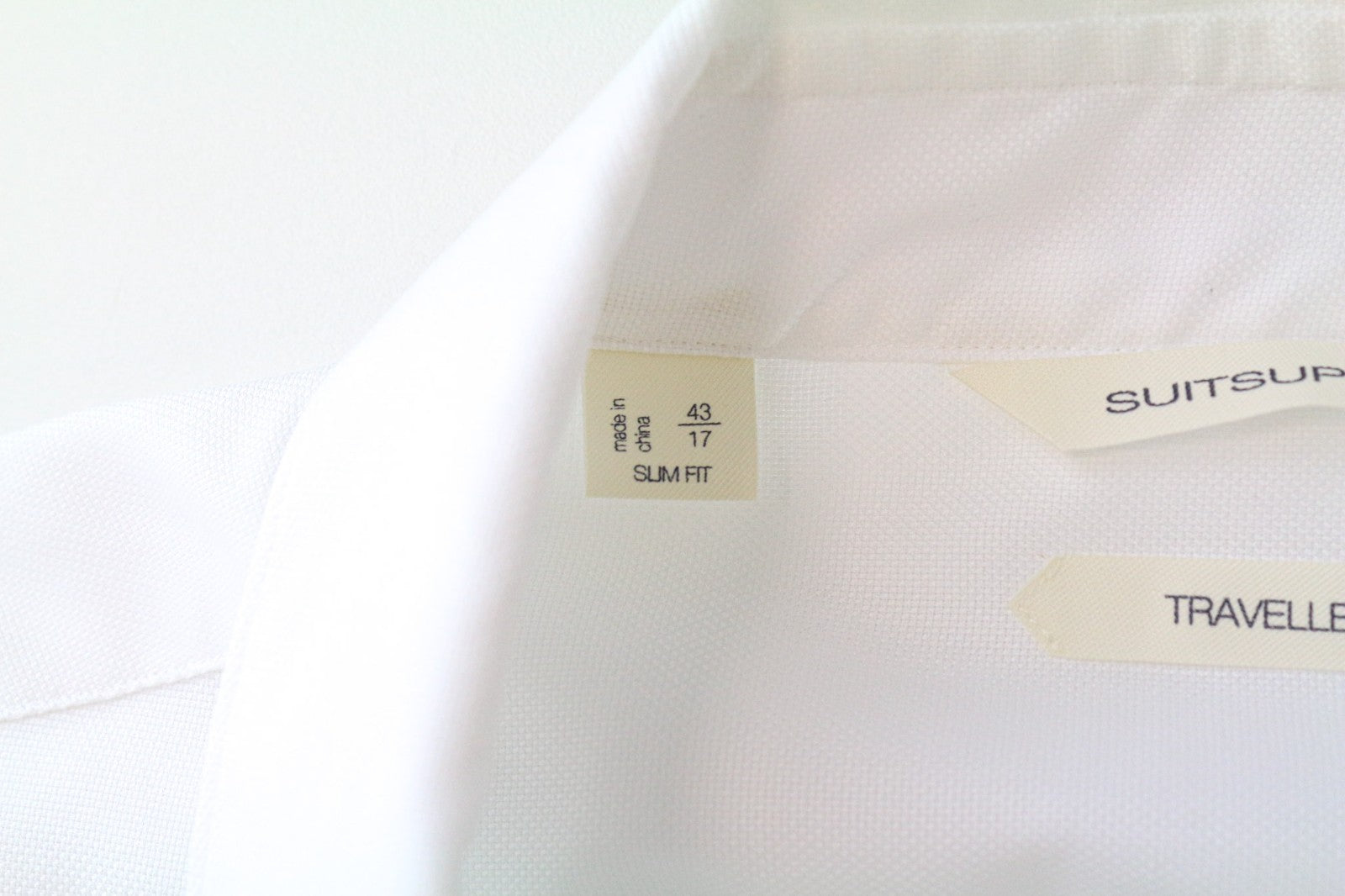 SUITSUPPLY Traveller Men's Formal Shirt 43/17 Slim White Cotton Spread Collar