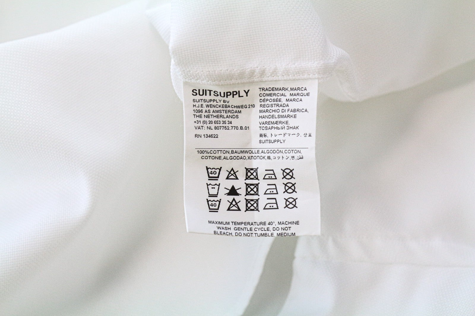 SUITSUPPLY Traveller Men's Formal Shirt 43/17 Slim White Cotton Spread Collar