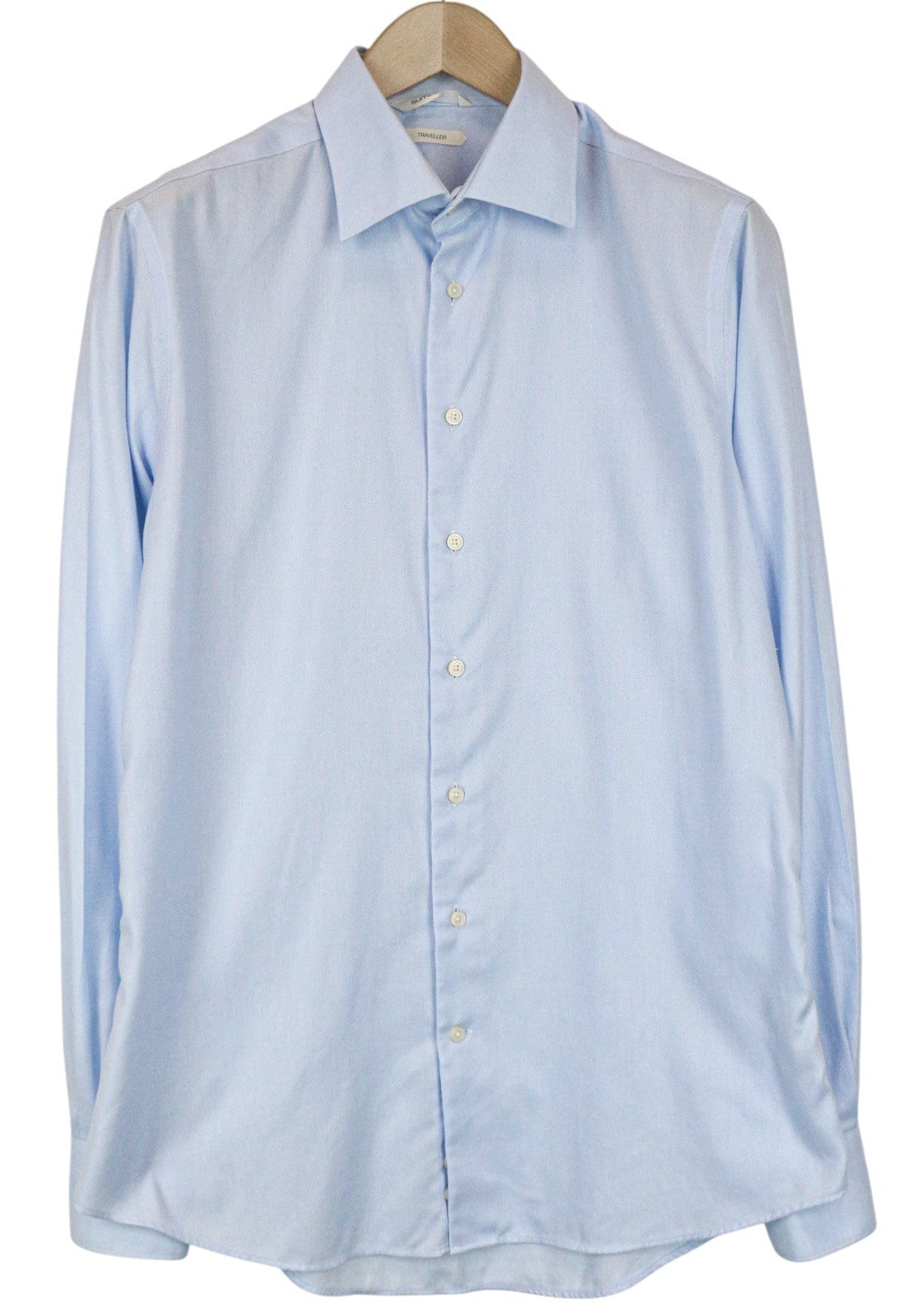 SUITSUPPLY Traveller Men's Formal Shirt 41/16 Slim Blue Pure Cotton Buttoned