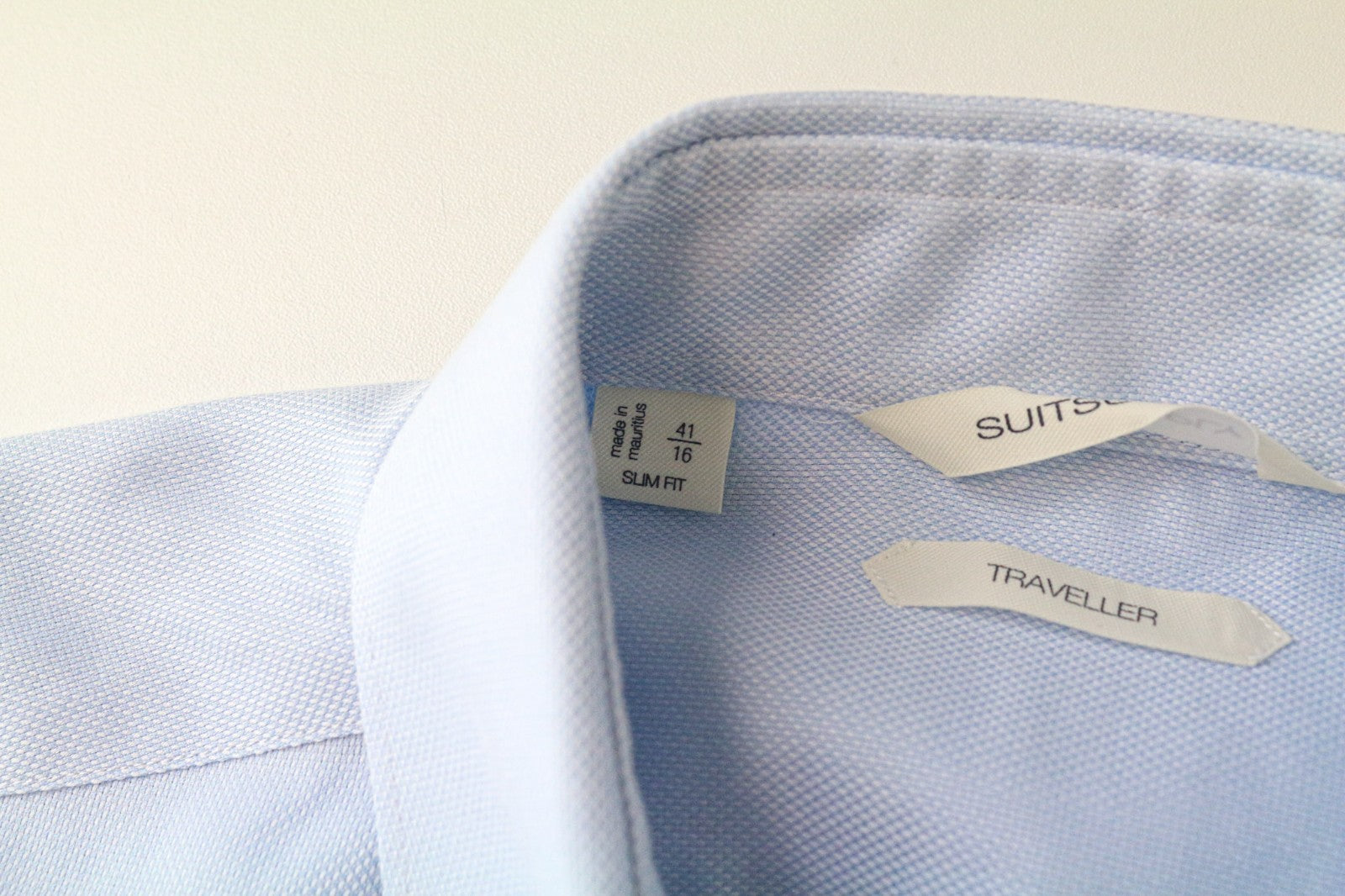 SUITSUPPLY Traveller Men's Formal Shirt 41/16 Slim Blue Pure Cotton Buttoned