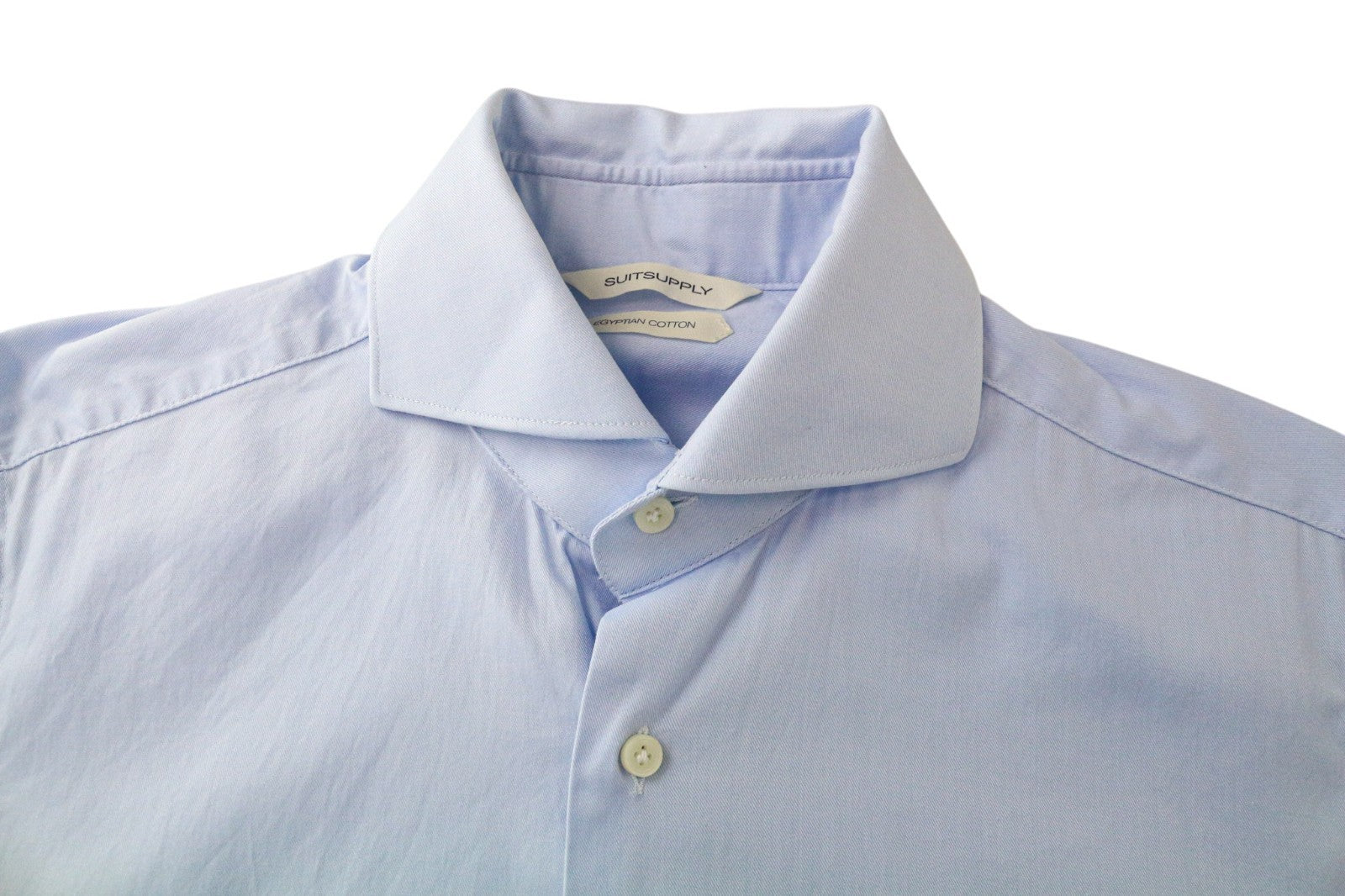 SUITSUPPLY Men's Formal Shirt 39L/15.5L Extra Slim Blue Pure Cutaway Twill