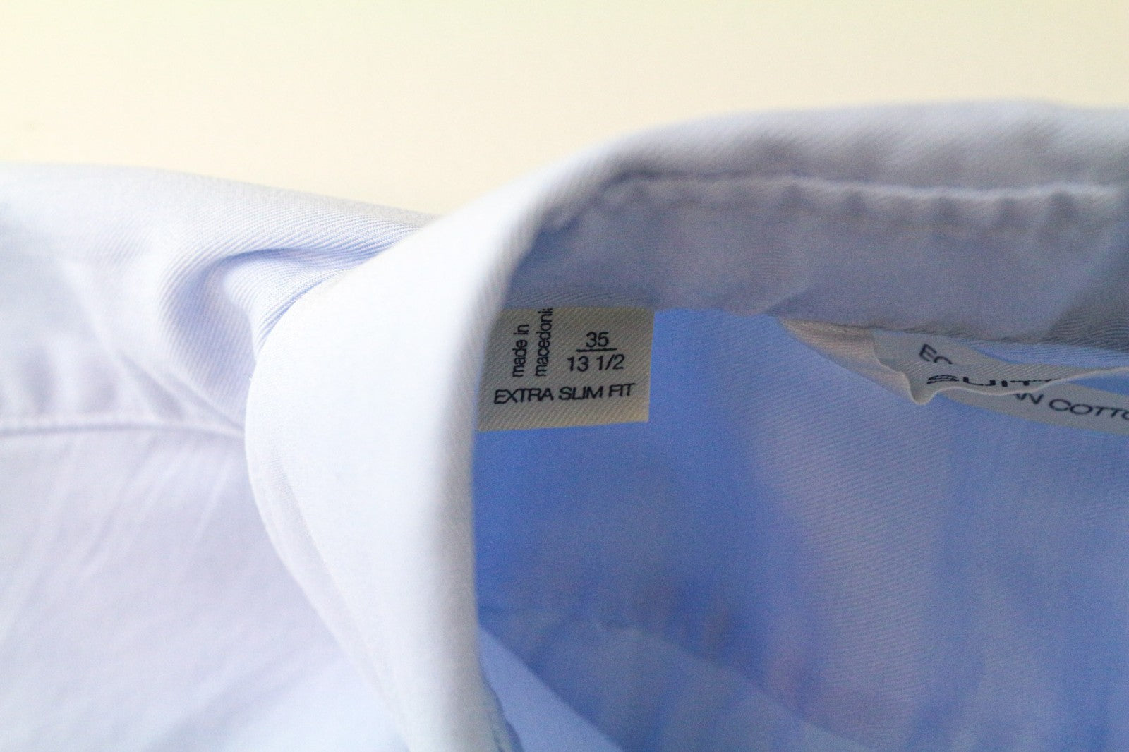 SUITSUPPLY Men's Formal Shirt 35/13.5 Slim Blue Pure Cotton Cutaway Collar