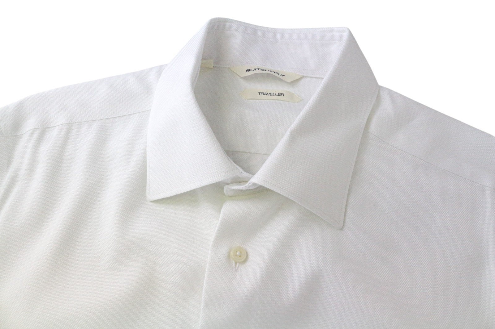 SUITSUPPLY Traveller Men's Formal Shirt 40/15.75 Slim White Pure Long Sleeve