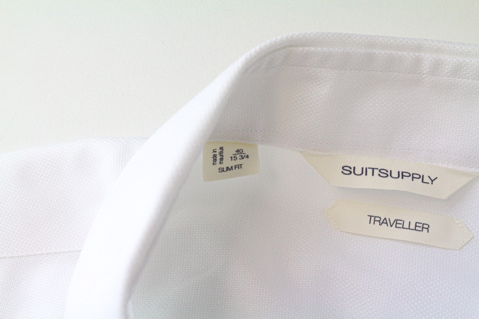 SUITSUPPLY Traveller Men's Formal Shirt 40/15.75 Slim White Pure Long Sleeve