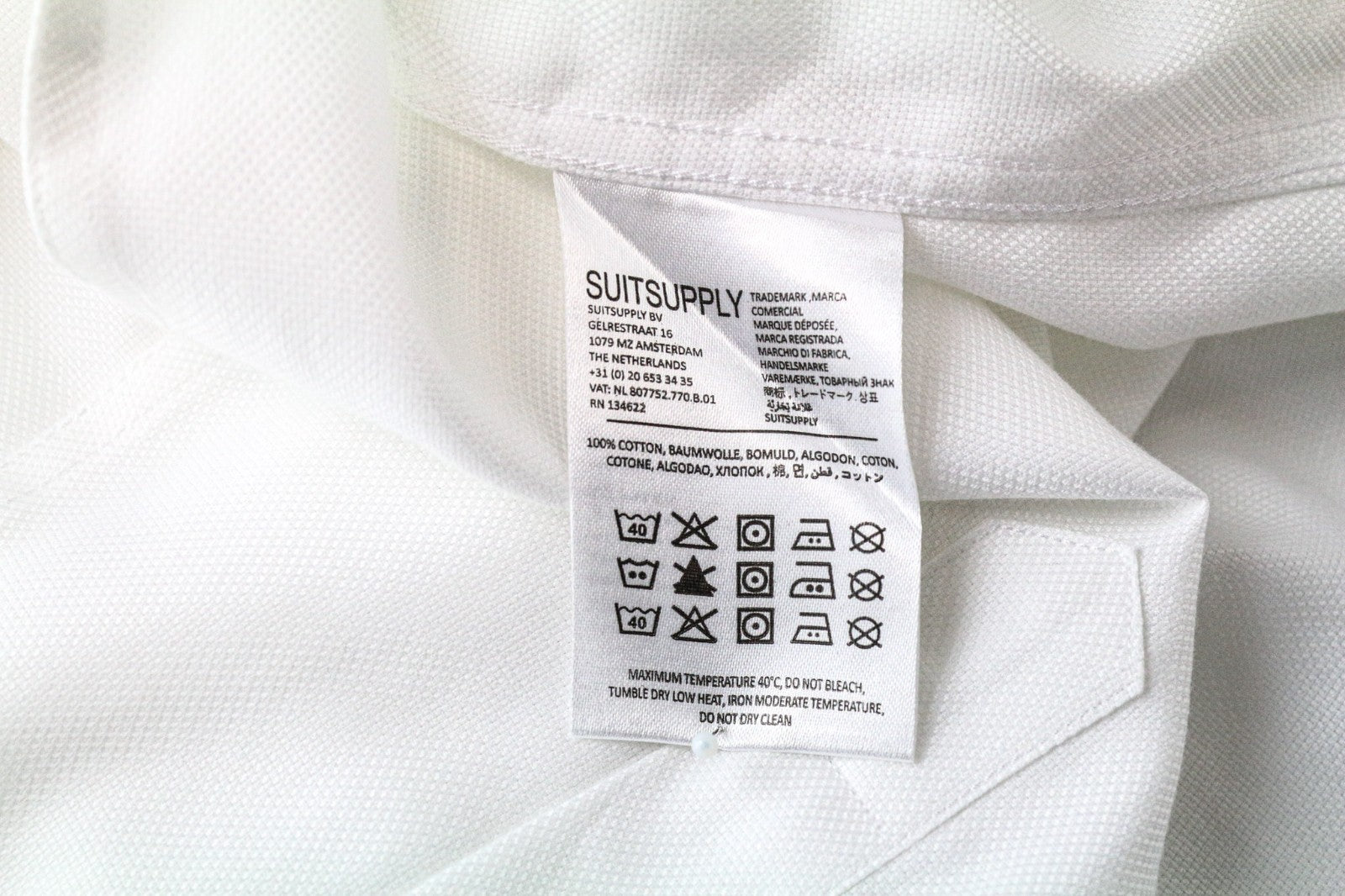 SUITSUPPLY Traveller Men's Formal Shirt 40/15.75 Slim White Pure Long Sleeve