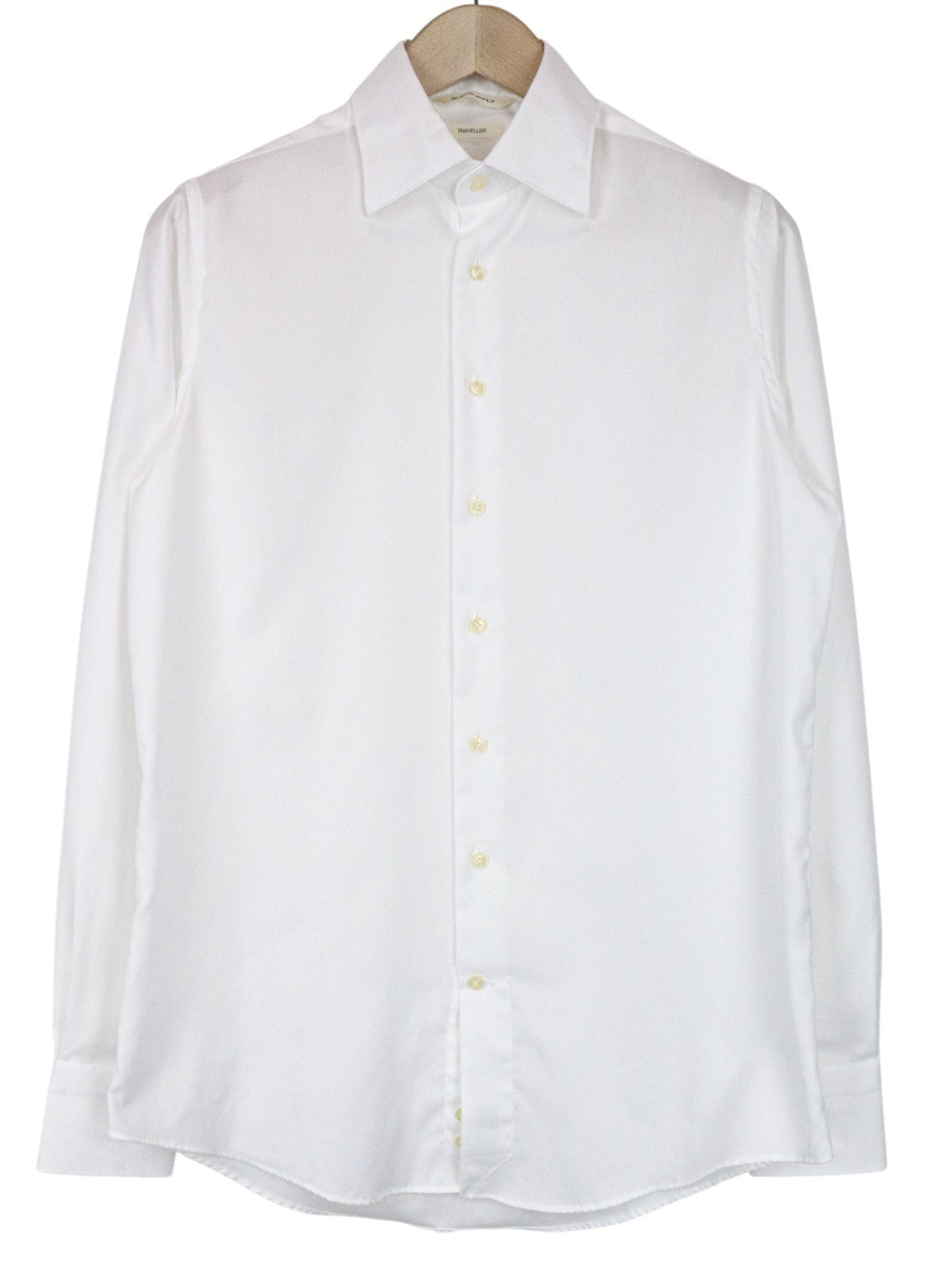 SUITSUPPLY Traveller Men's Formal Shirt 38/15 Slim White Pure Cotton Long Sleeve