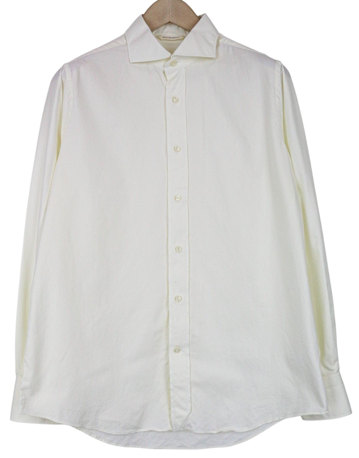 SUITSUPPLY Men's Formal Shirt ~M Slim Off-White Pure Cotton Long Sleeve
