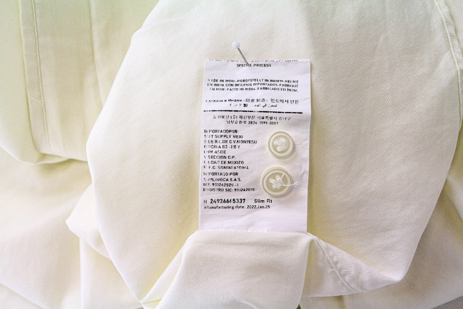 SUITSUPPLY Men's Formal Shirt ~M Slim Off-White Pure Cotton Long Sleeve