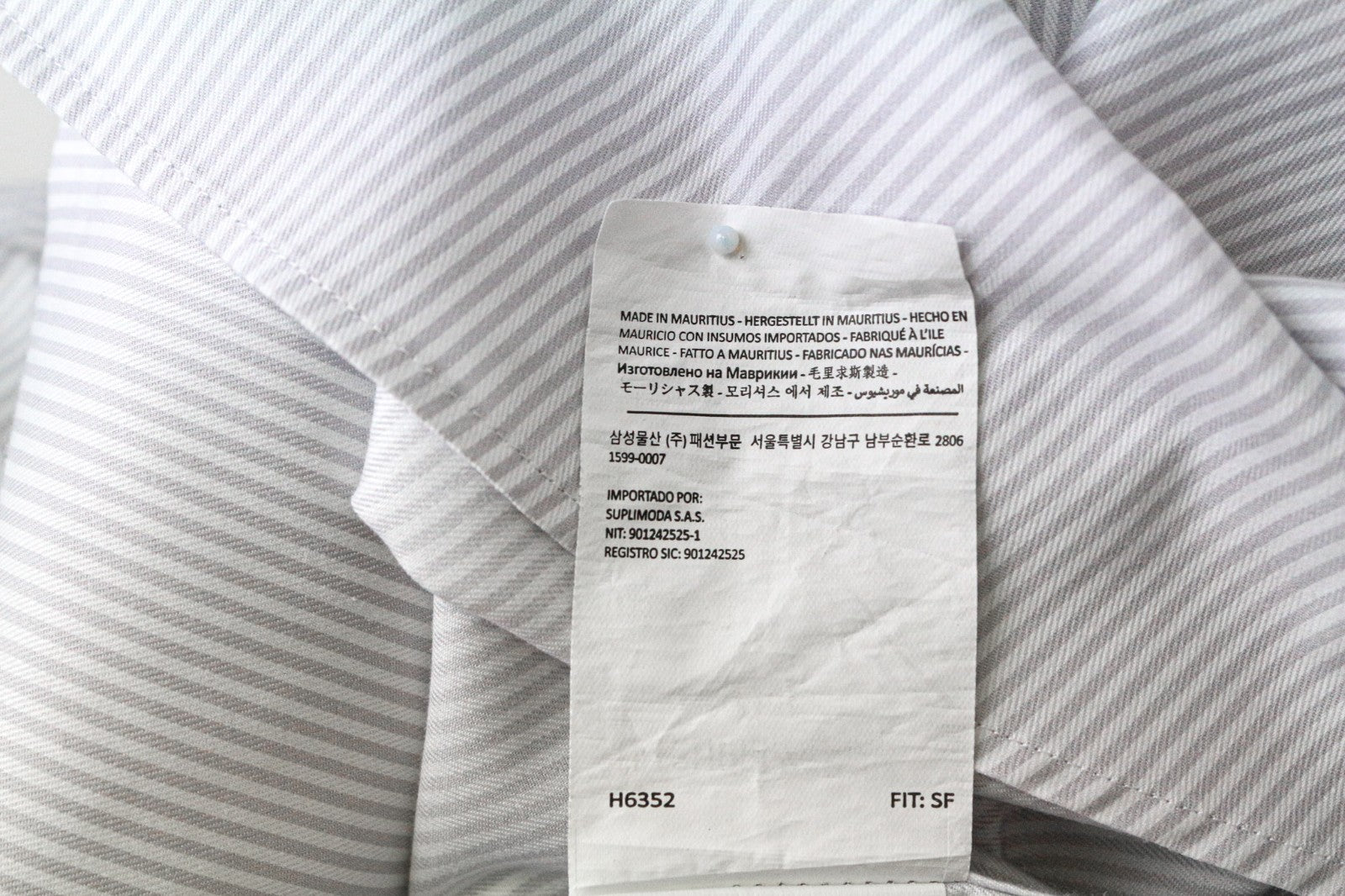 SUITSUPPLY Traveller Men's Formal Shirt 39/15.5 Slim Grey White Striped Cutaway