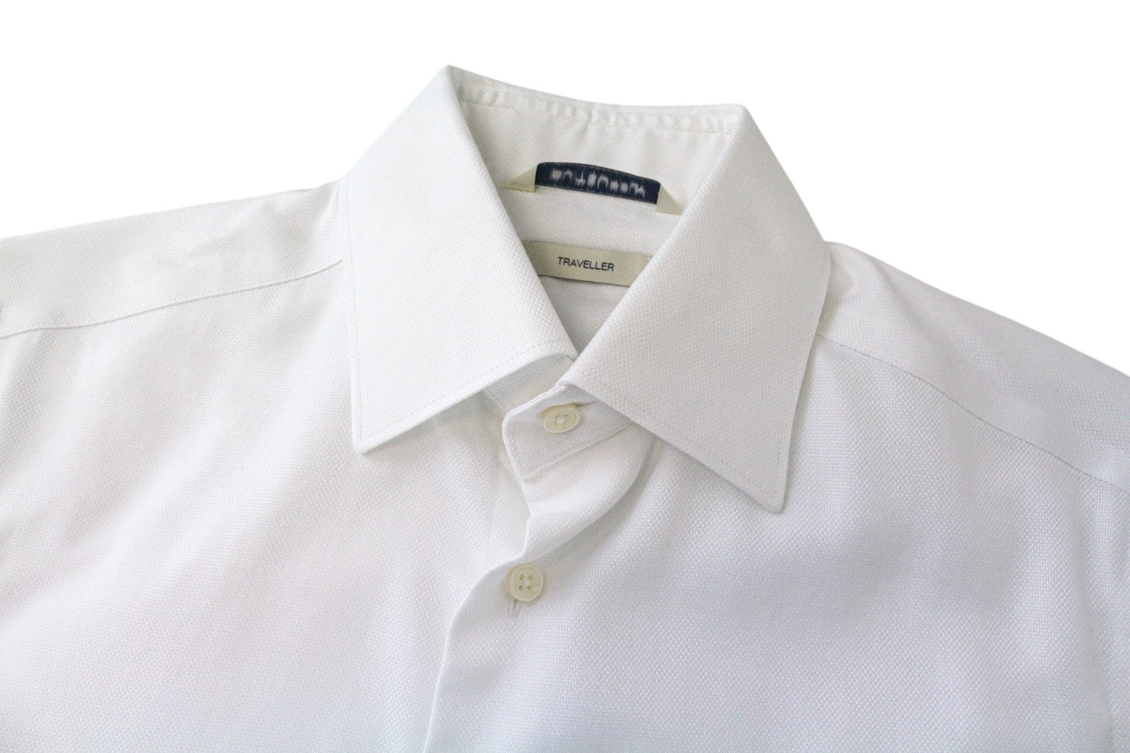 SUITSUPPLY Traveller Men's Formal Shirt 35/13.5 Slim White Spread Collar Twill