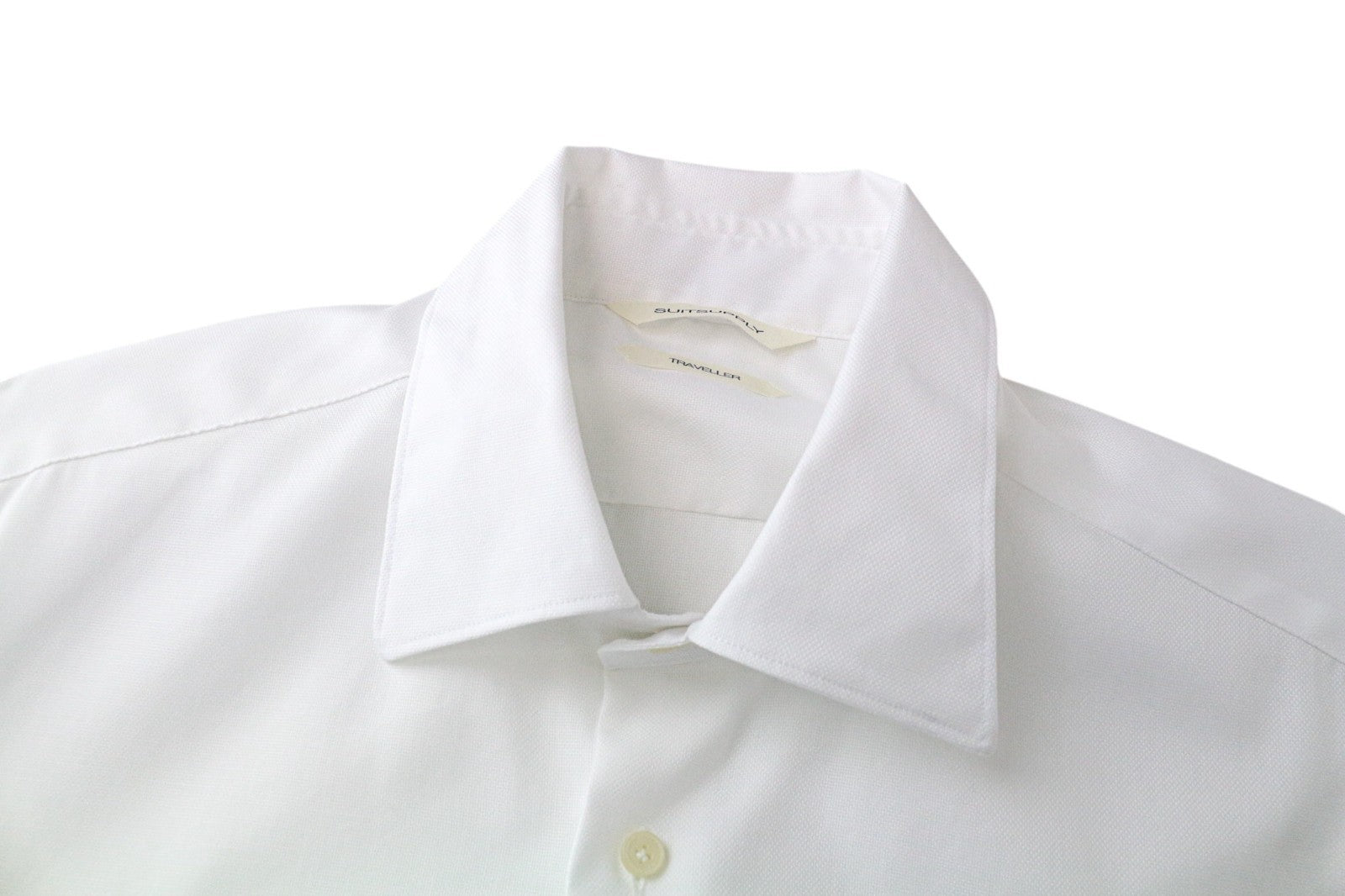 SUITSUPPLY Traveller Men's Formal Shirt 41/16 Slim White Pure Cotton Long Sleeve