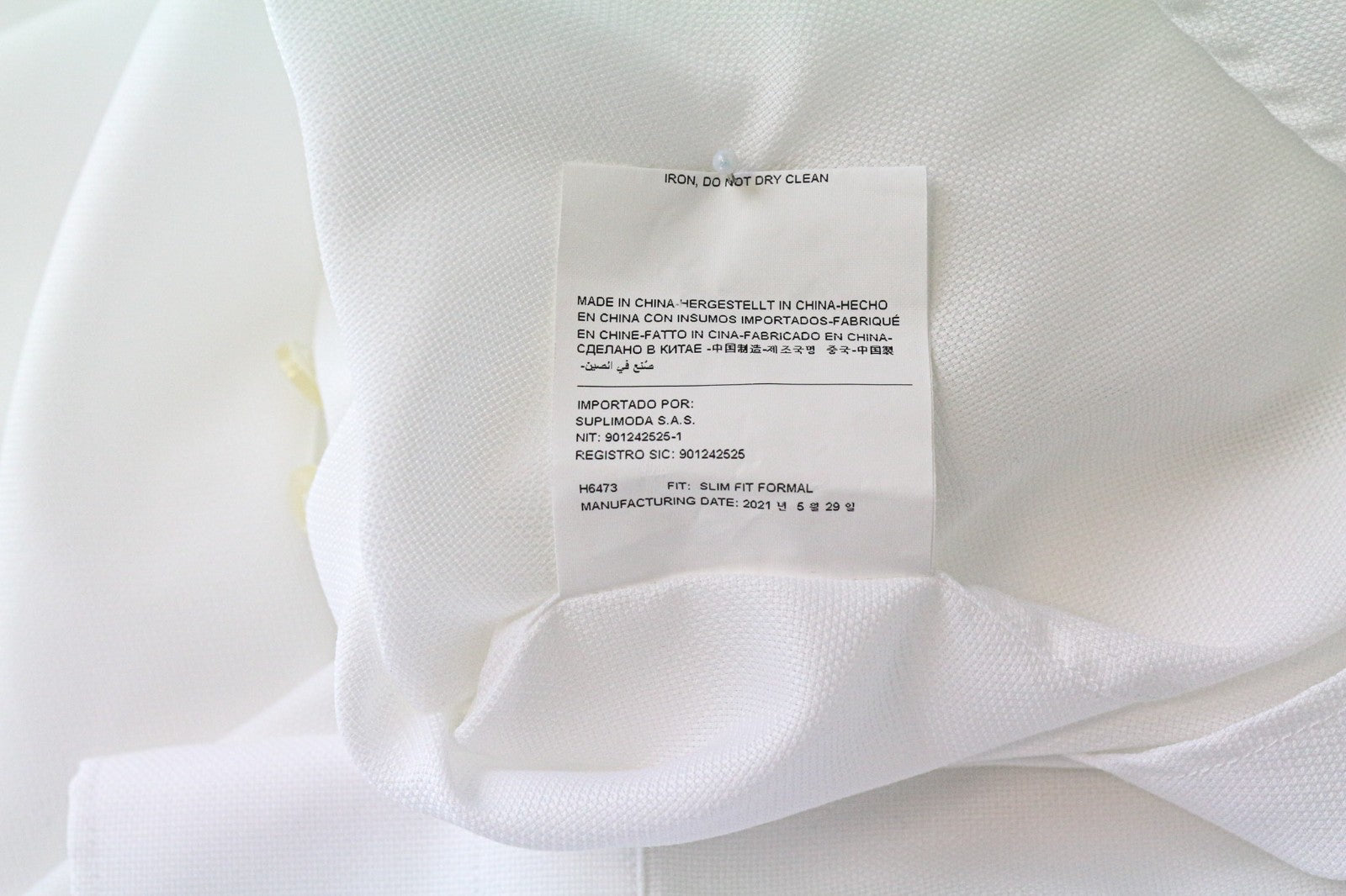 SUITSUPPLY Traveller Men's Formal Shirt 41/16 Slim White Pure Cotton Long Sleeve