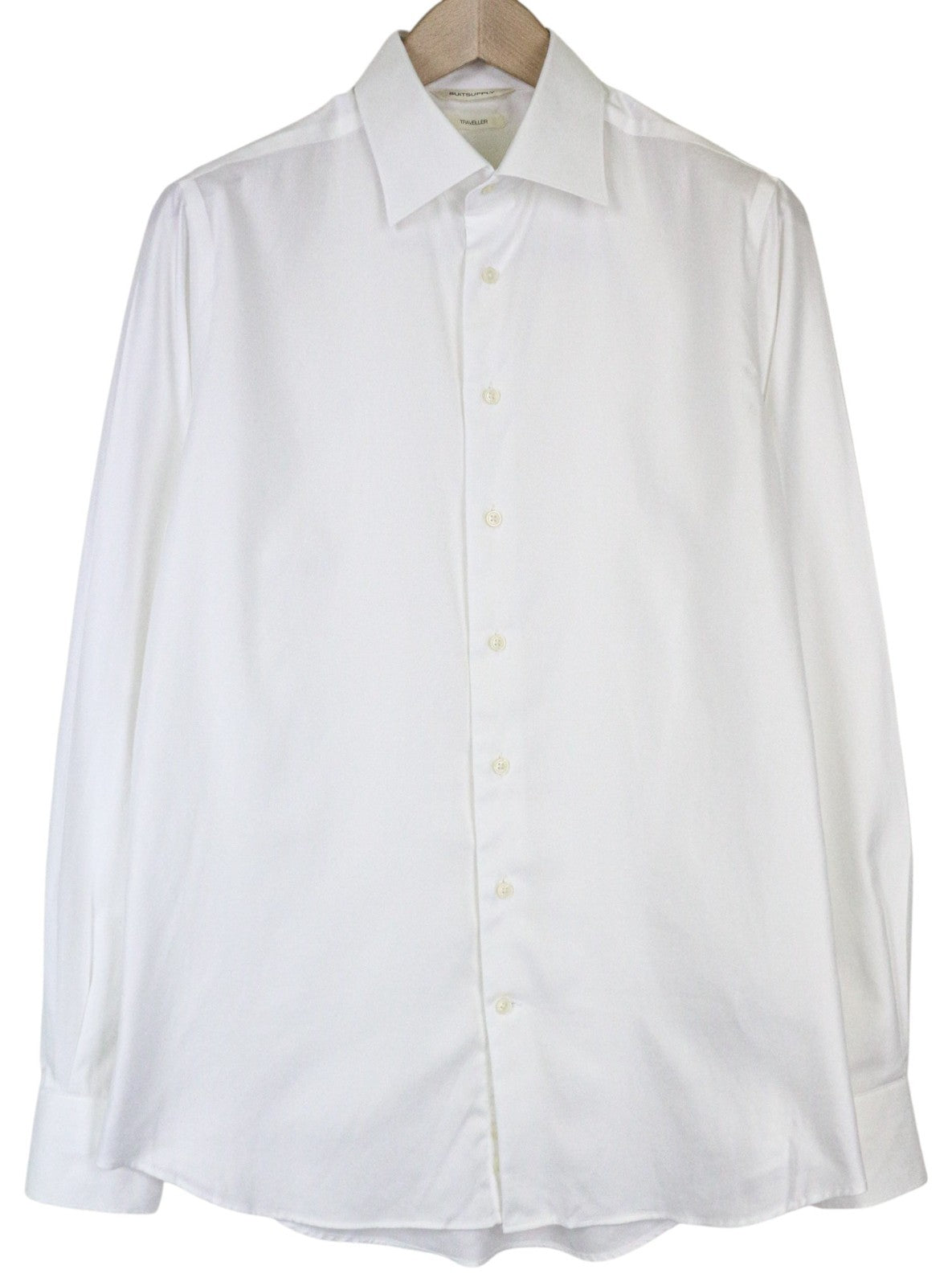 SUITSUPPLY Traveller Men's Formal Shirt 40/15.75 Slim White Pure Button-Up