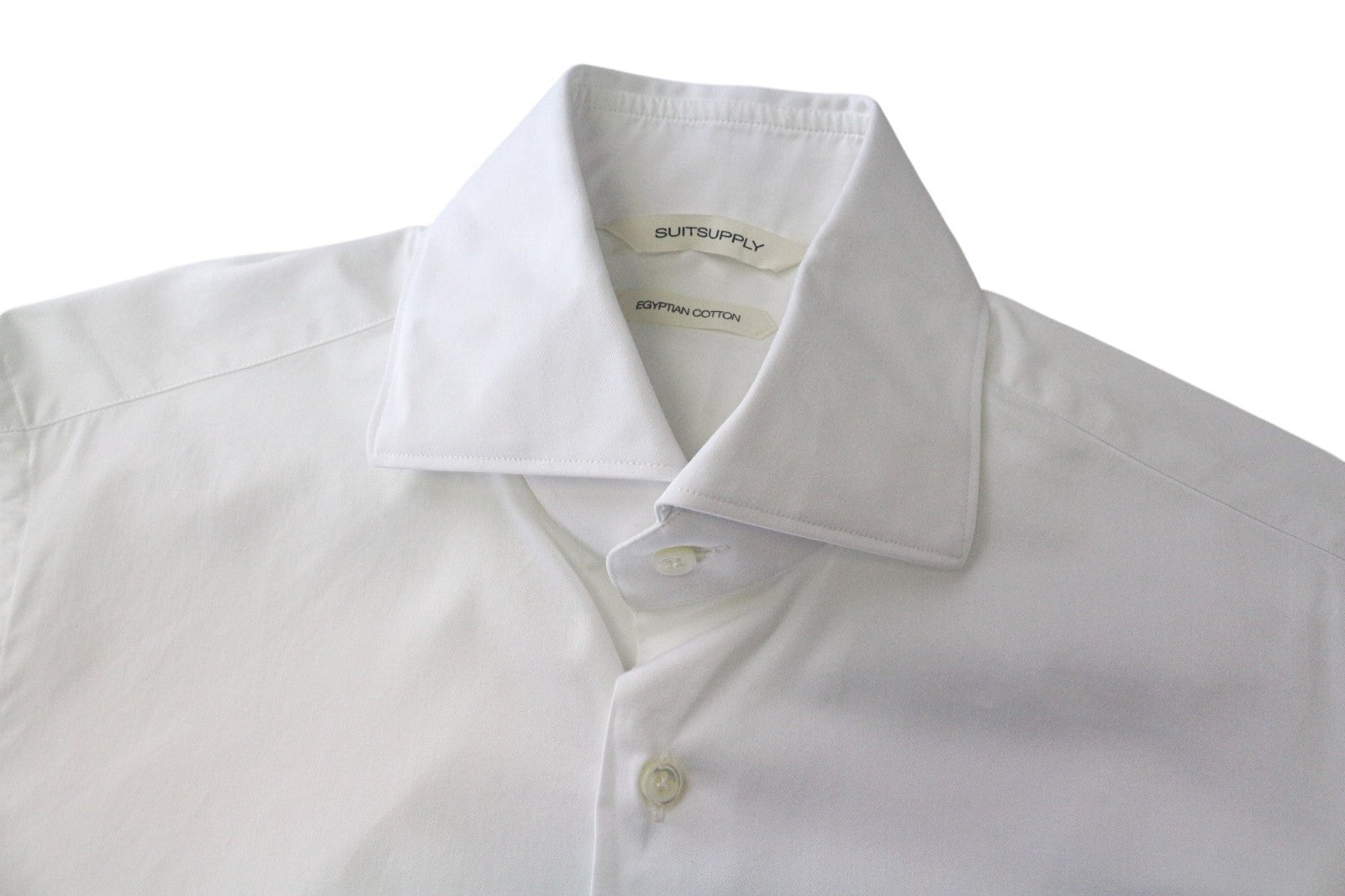 SUITSUPPLY Men's Formal Shirt 38/15 Slim White Cotton Long Sleeve Classic