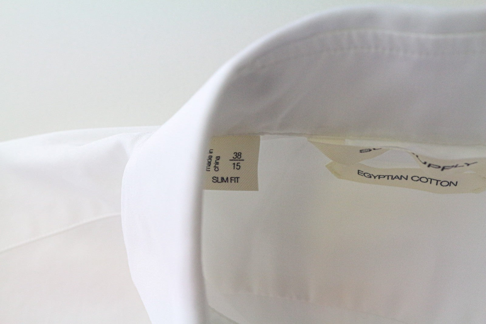 SUITSUPPLY Men's Formal Shirt 38/15 Slim White Cotton Long Sleeve Classic