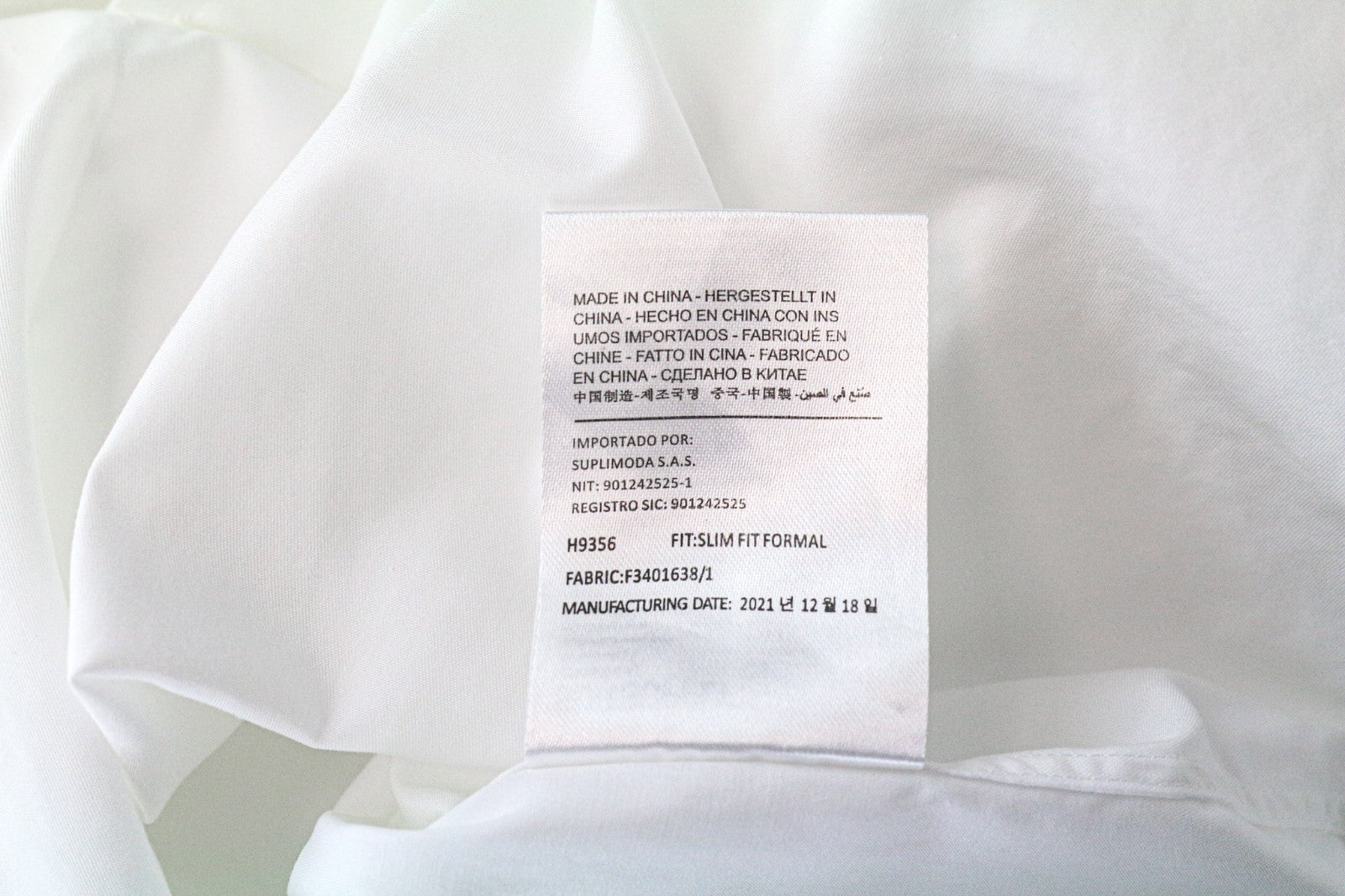 SUITSUPPLY Men's Formal Shirt 38/15 Slim White Cotton Long Sleeve Classic