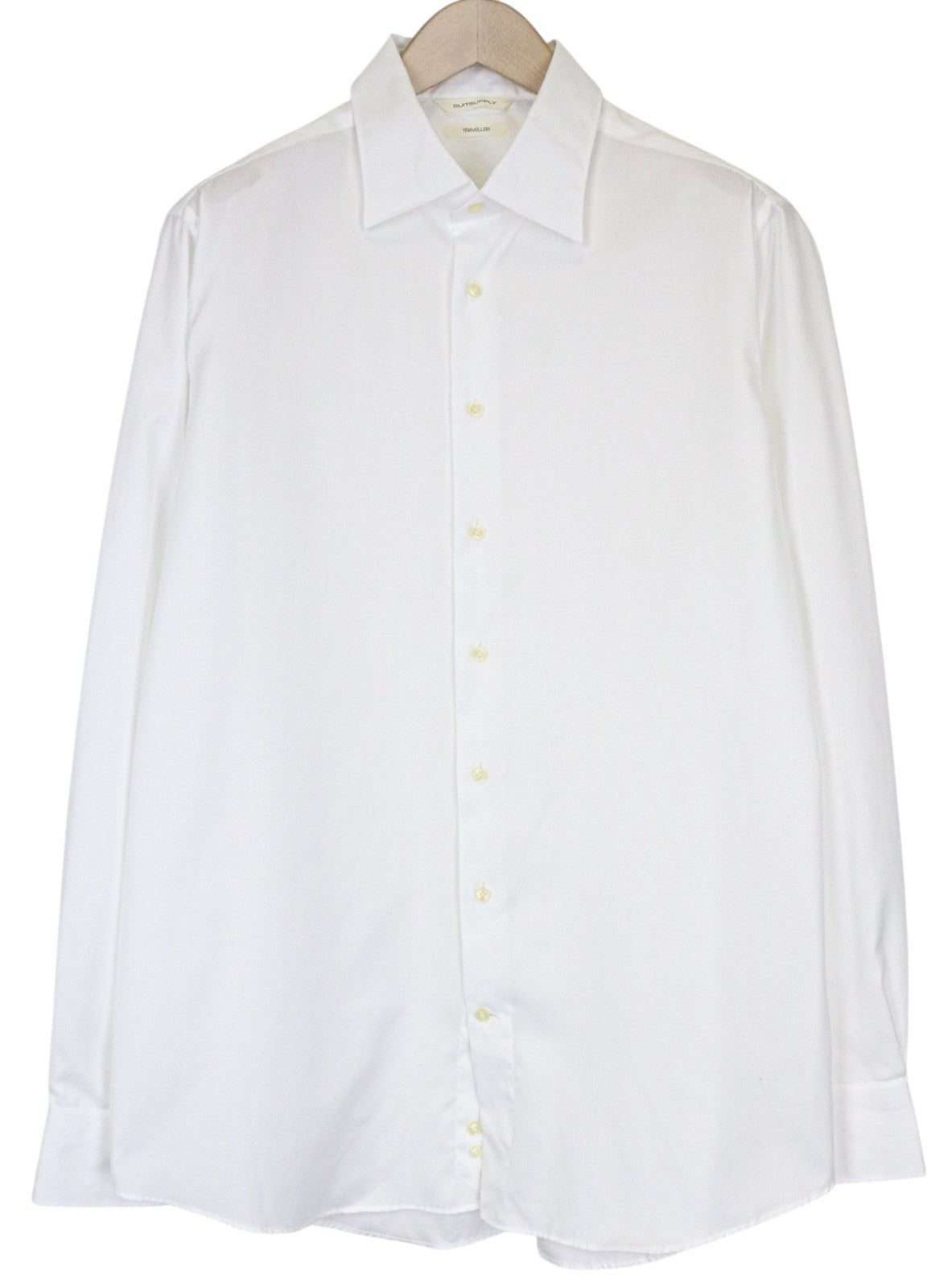 SUITSUPPLY Traveller Men's Formal Shirt 43/17 Slim White Cotton Twill