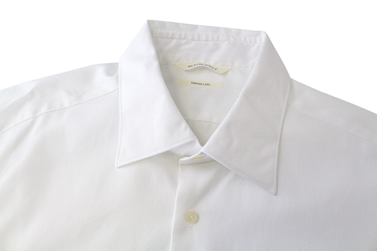 SUITSUPPLY Traveller Men's Formal Shirt 43/17 Slim White Cotton Twill