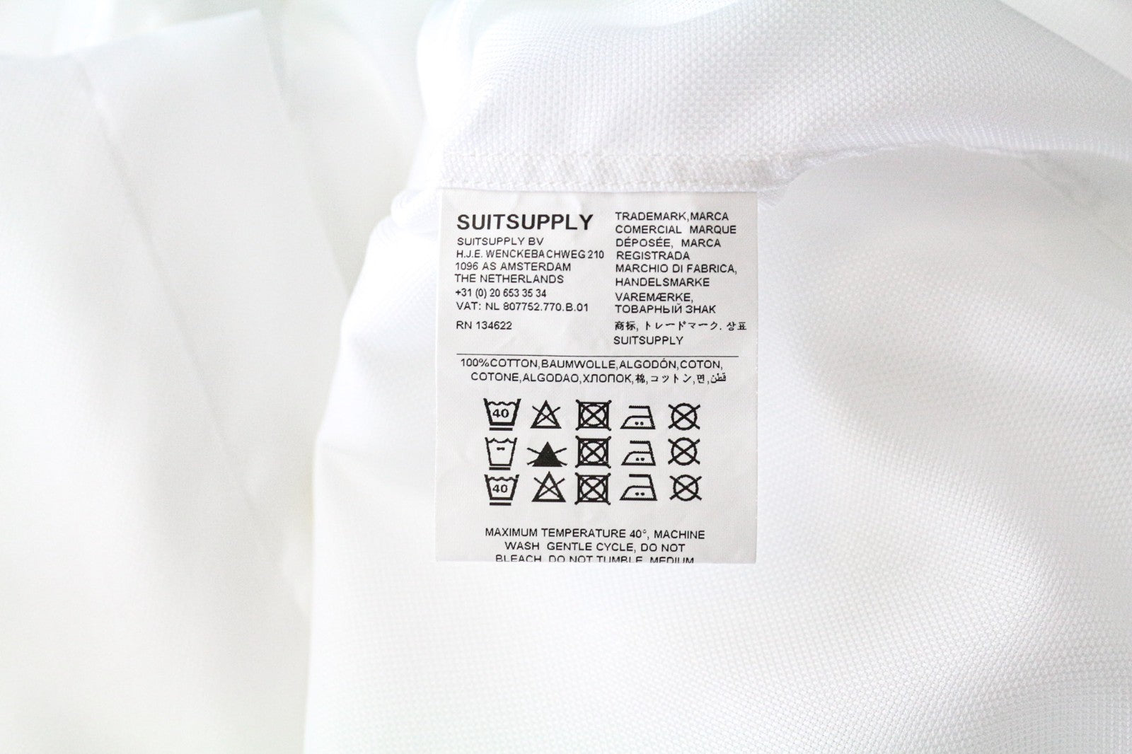 SUITSUPPLY Traveller Men's Formal Shirt 43/17 Slim White Cotton Twill