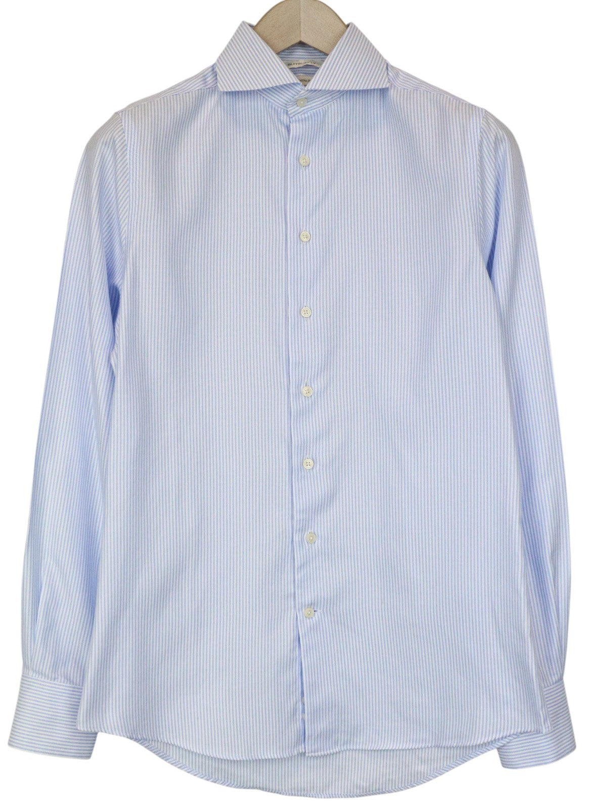 SUITSUPPLY Men's Formal Shirt 37/14.5 Extra Slim Blue Cotton Striped