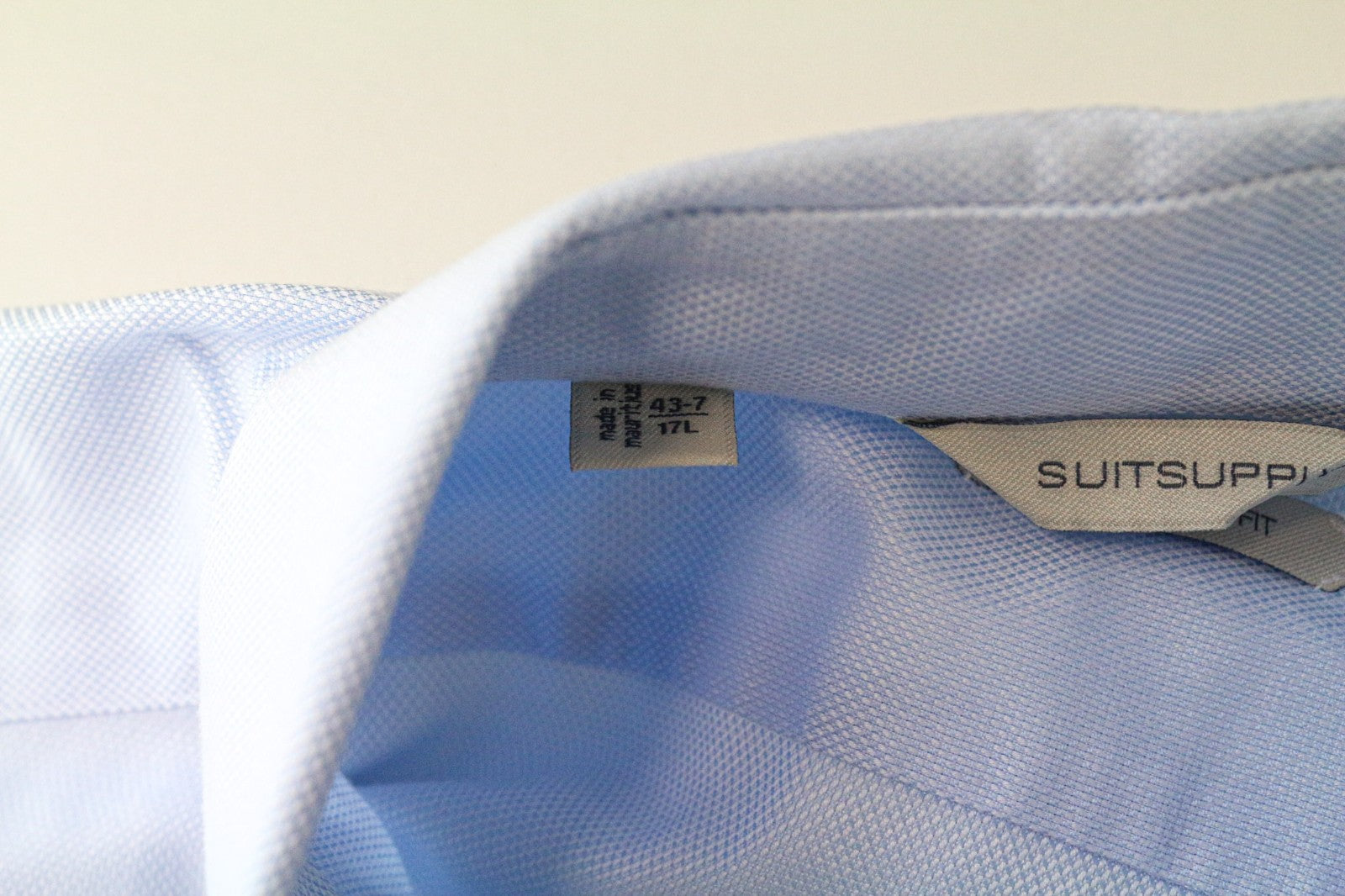 SUITSUPPLY Men's Formal Shirt 43-7/17L Slim Blue Cotton Button-Up Long Sleeve