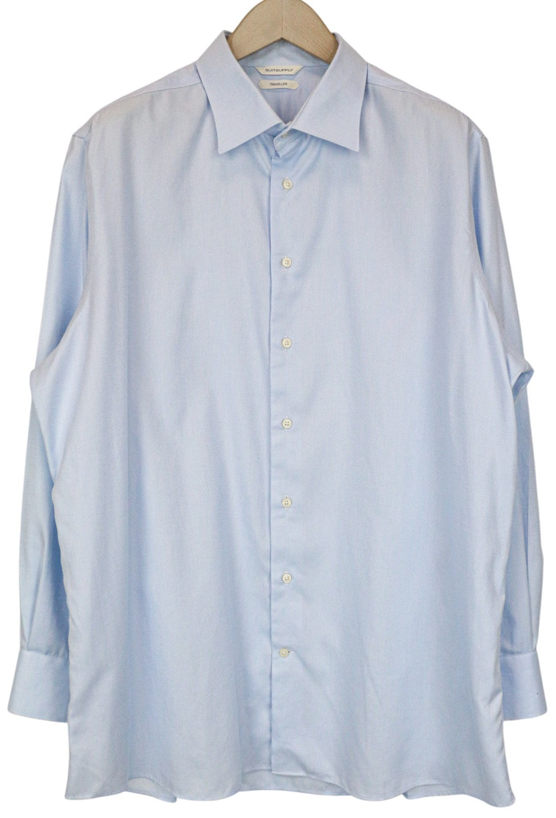 SUITSUPPLY Traveller Men's Formal Shirt 45/17.75 Slim Blue Cotton Long Sleeve