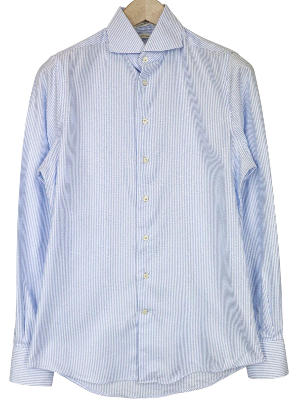 SUITSUPPLY Men's Formal Shirt 38/15 Extra Slim Blue Cotton Striped