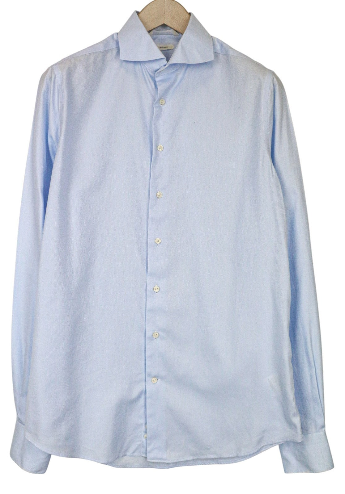 SUITSUPPLY Men's Formal Shirt 39L/15.5L Slim Blue Cotton Cutaway Collar