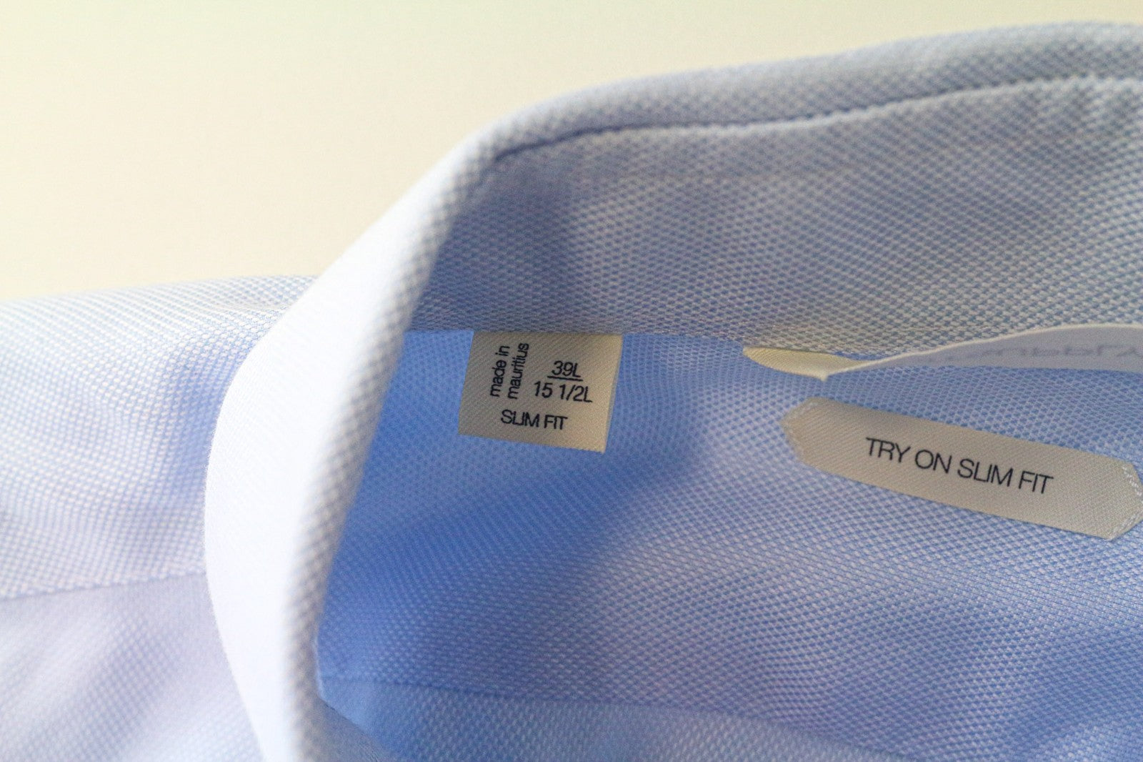 SUITSUPPLY Men's Formal Shirt 39L/15.5L Slim Blue Cotton Cutaway Collar