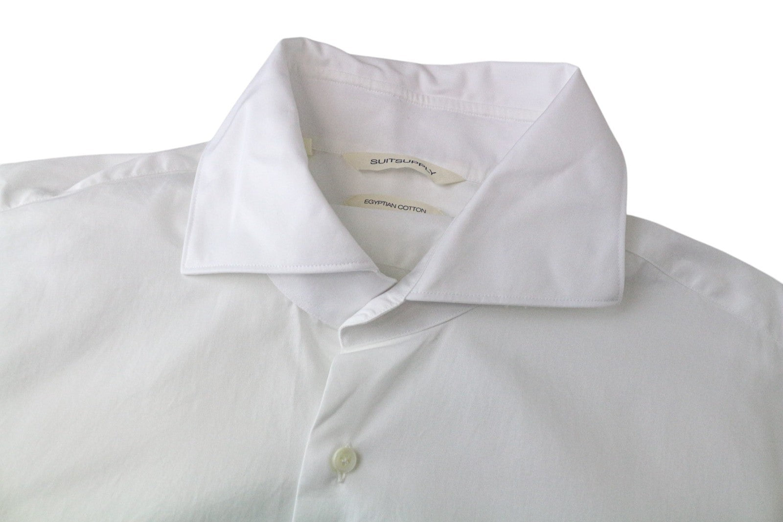 SUITSUPPLY Men's Formal Shirt 41/16 Slim White Cotton Long Sleeve Classic