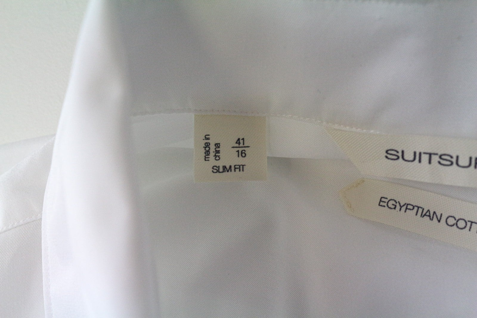 SUITSUPPLY Men's Formal Shirt 41/16 Slim White Cotton Long Sleeve Classic