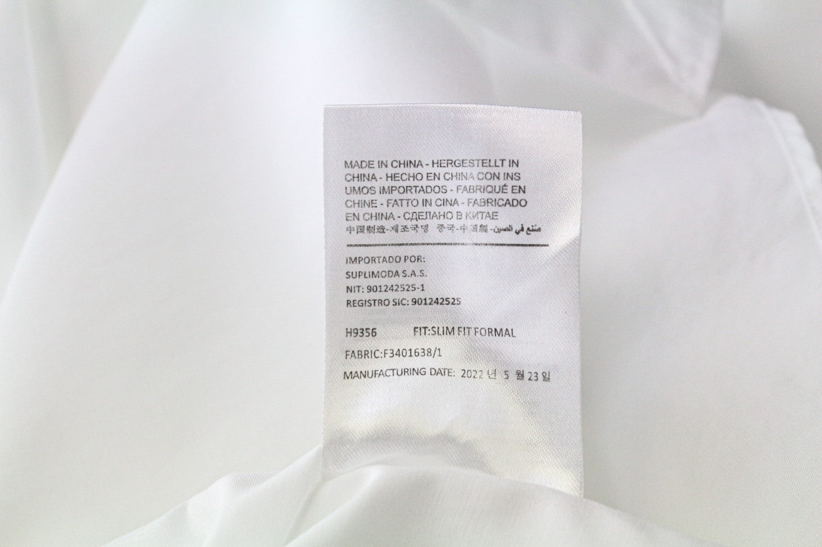 SUITSUPPLY Men's Formal Shirt 41/16 Slim White Cotton Long Sleeve Classic