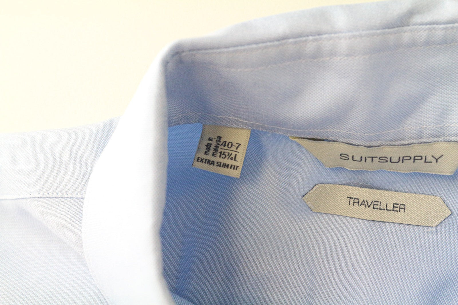 SUITSUPPLY Traveller Men's Formal Shirt 40-7/15.75L Extra Slim Blue Cotton