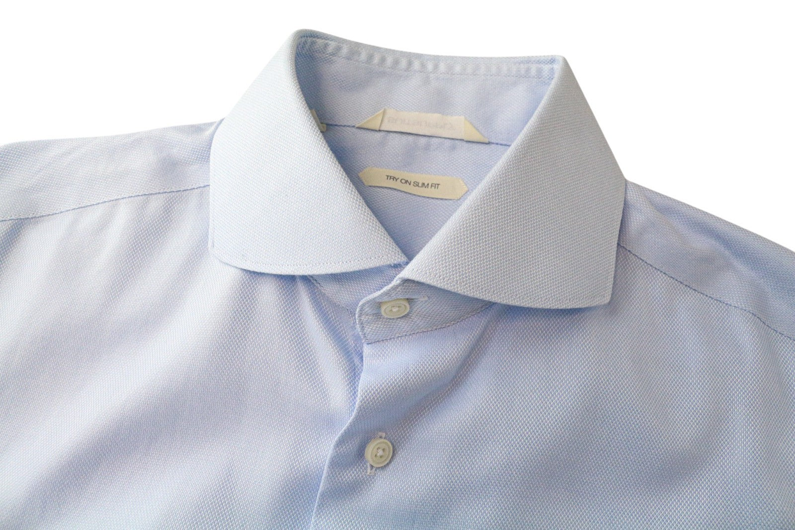 SUITSUPPLY Men's Formal Shirt 39/15.5 Slim Blue Cotton Cutaway Long Sleeve