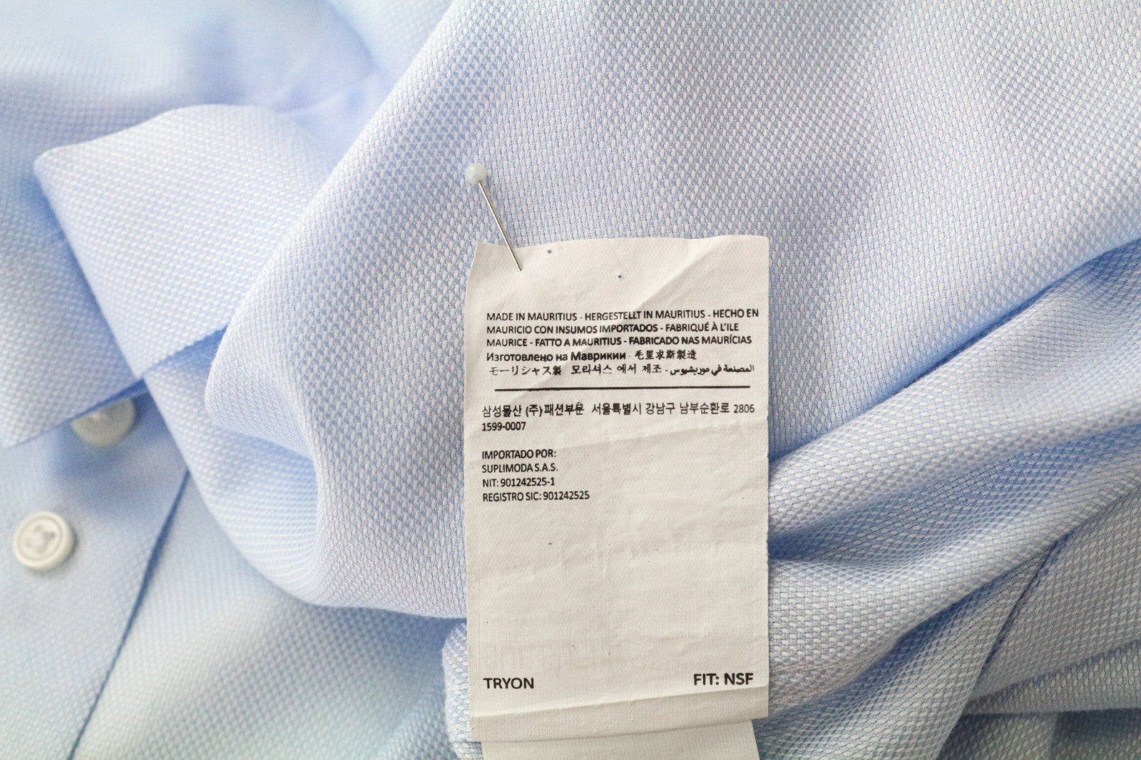 SUITSUPPLY Men's Formal Shirt 39/15.5 Slim Blue Cotton Cutaway Long Sleeve