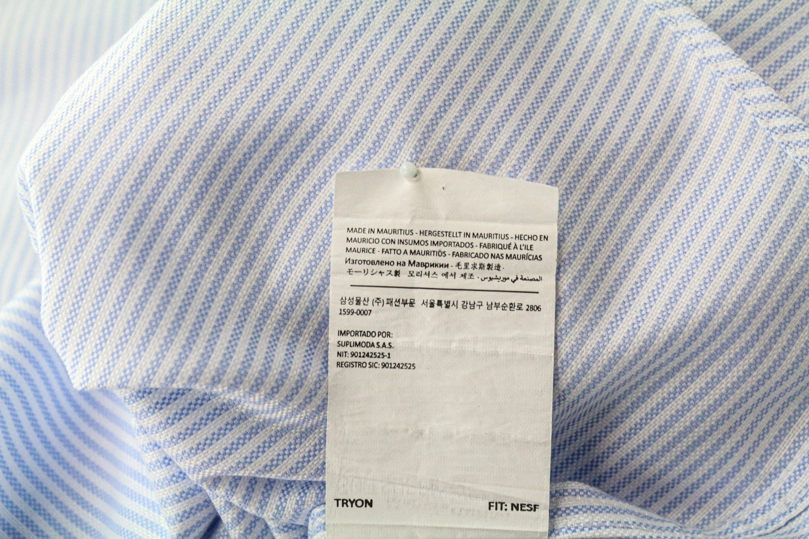 SUITSUPPLY Men's Formal Shirt 39L/15.5L Extra Slim Blue Cotton Stripe Classic