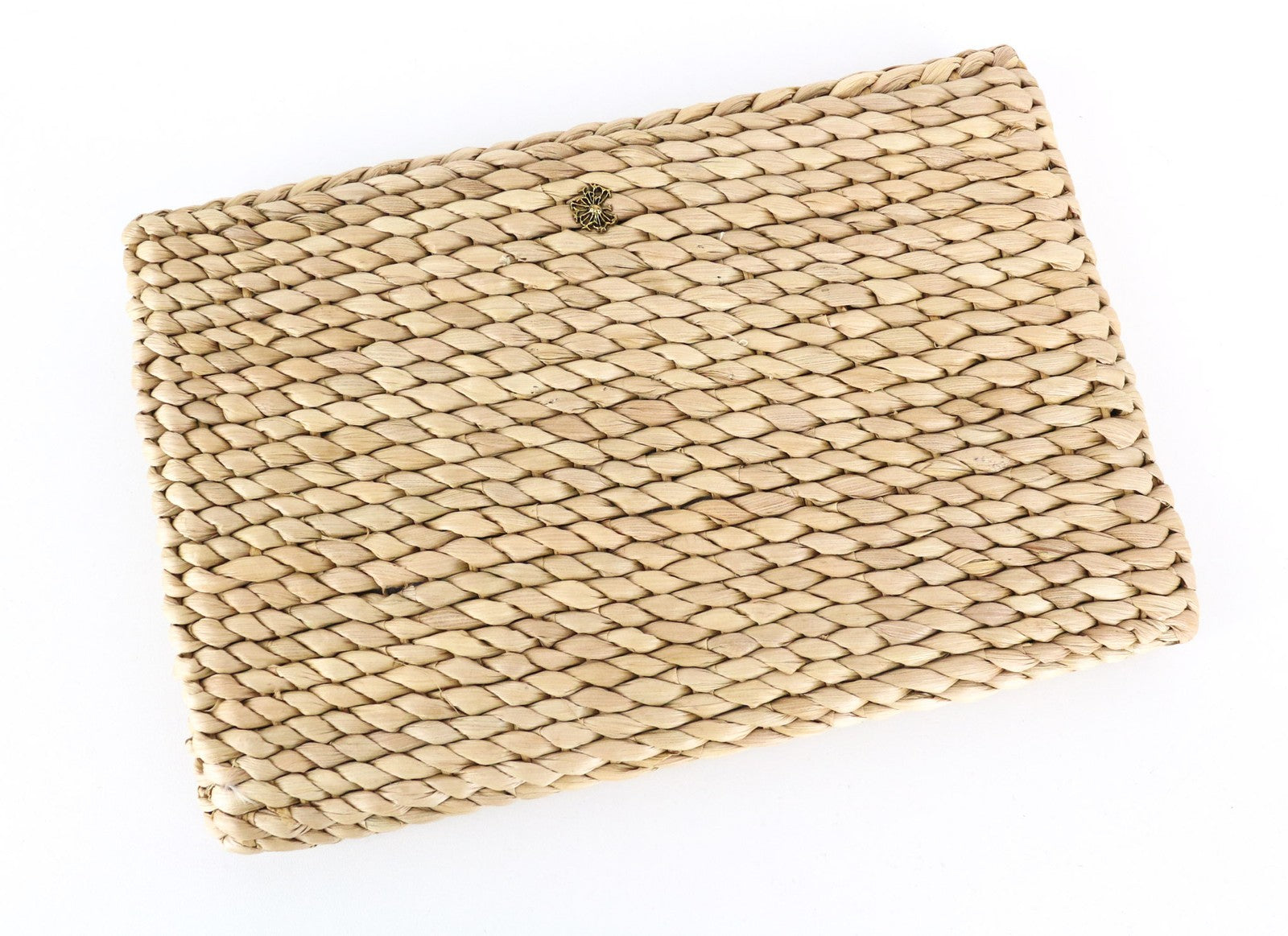 MAISON SCOTCH Women Bag OS Light Brown Straw Braided Summer Button Clutch