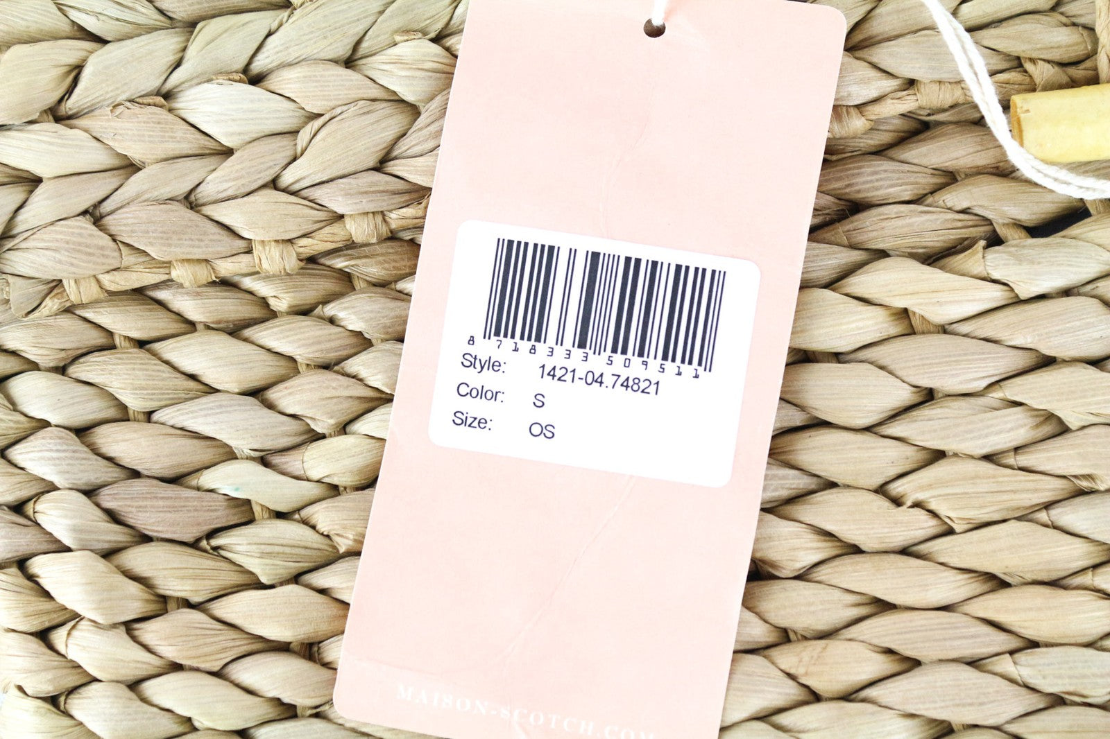 MAISON SCOTCH Women Bag OS Light Brown Straw Braided Summer Button Clutch