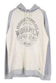 SCOTCH & SODA Men Sweatshirt 2XL Ecru Hooded Cotton Blend Melange Jersey Fleece