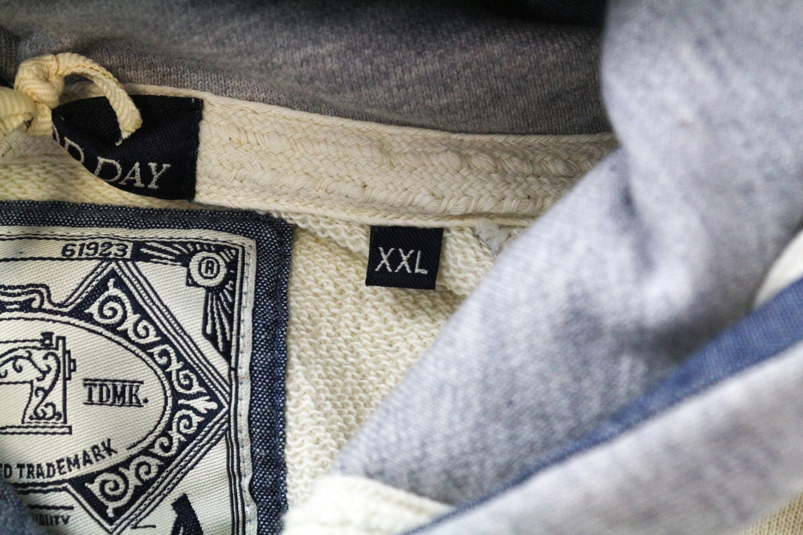 SCOTCH & SODA Men Sweatshirt 2XL Ecru Hooded Cotton Blend Melange Jersey Fleece