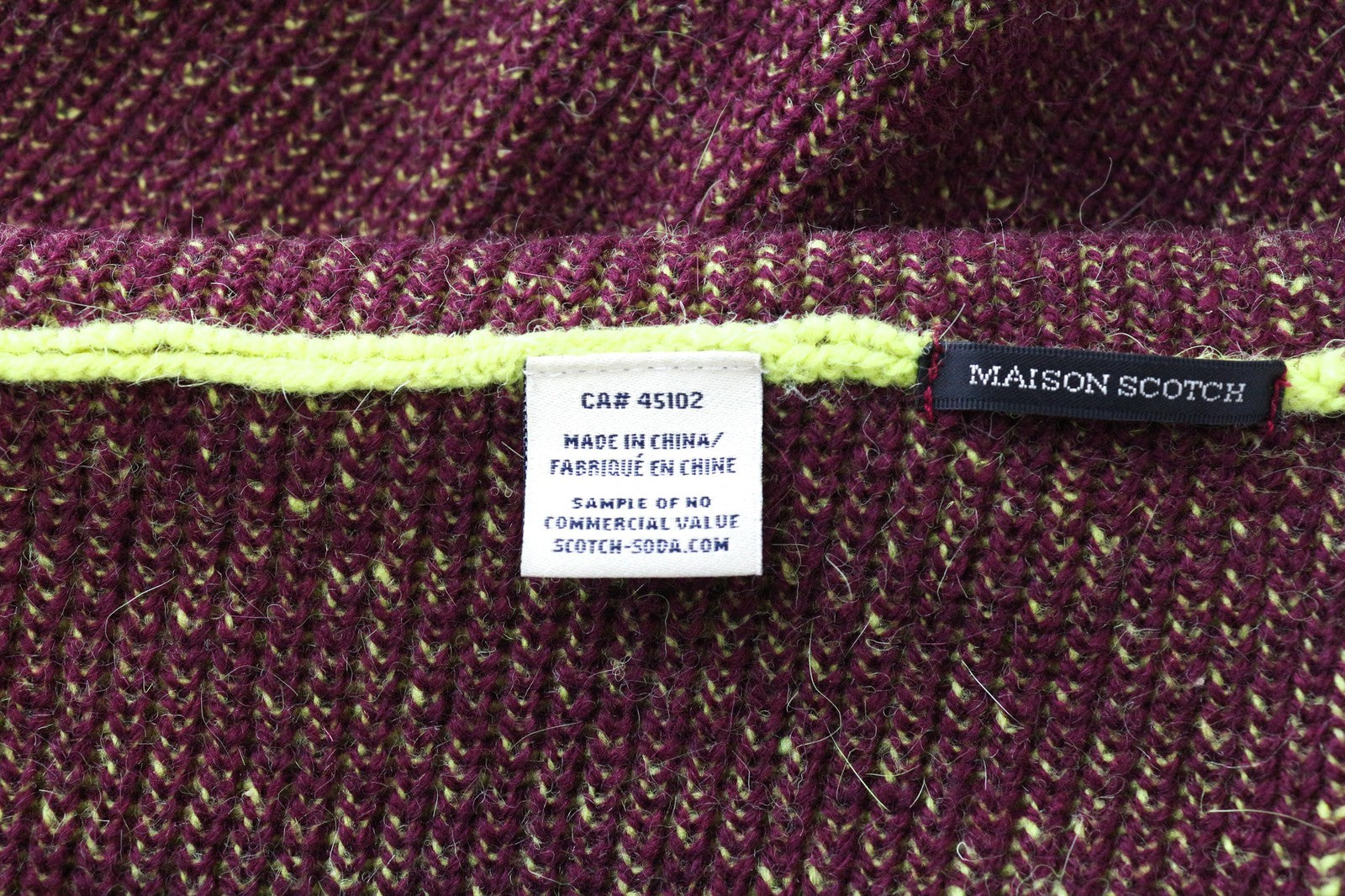 MAISON SCOTCH Women Scarf OS Purple Green Infinite Knitted