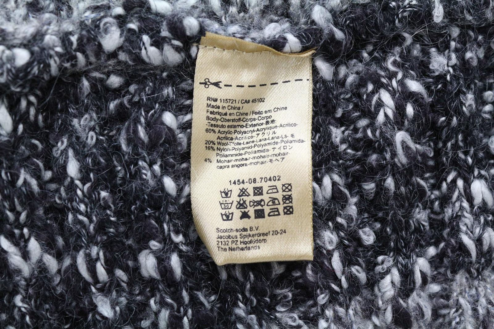 SCOTCH R'BELLE Women Scarf OS Grey Wool Mohair Blend Infinite Striped