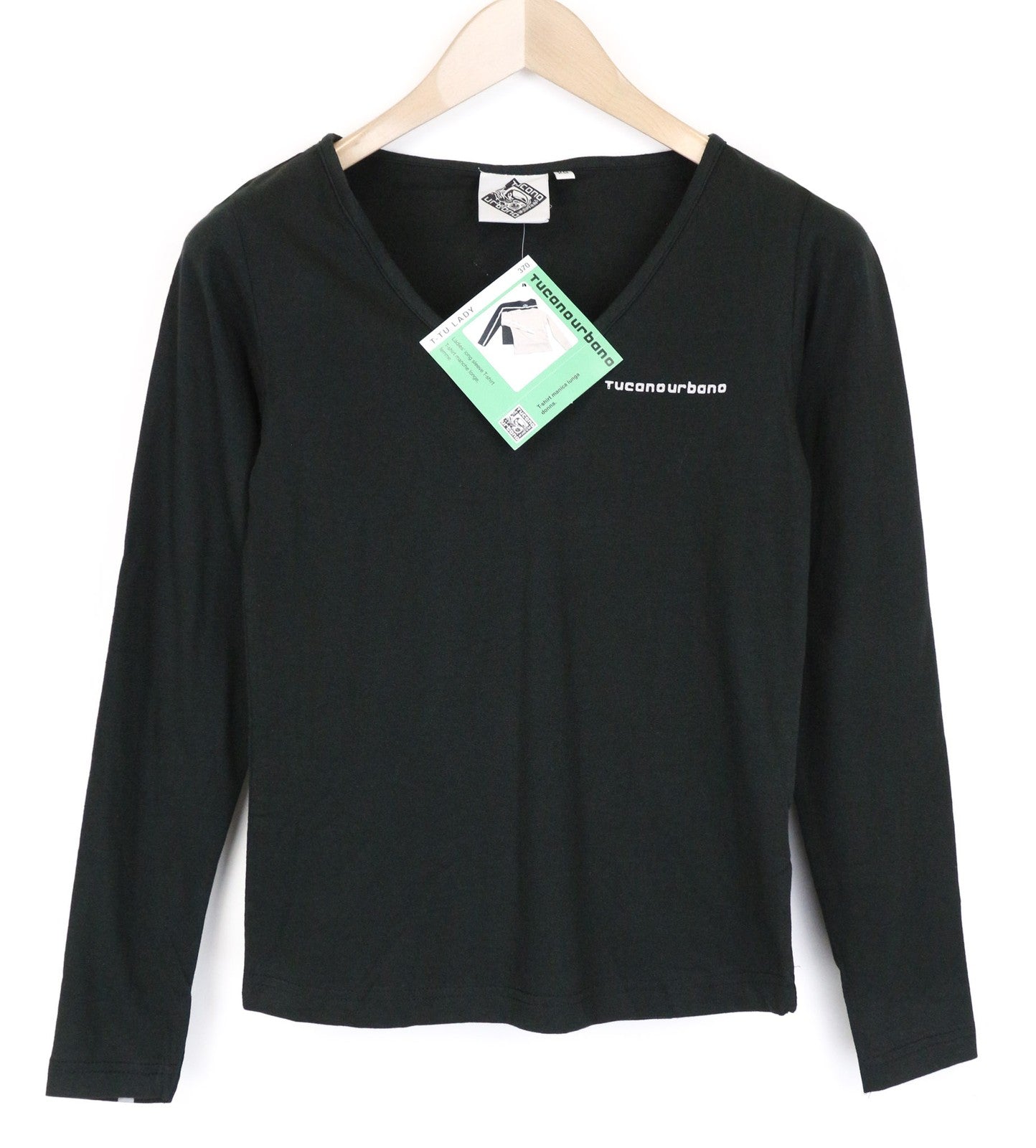 TUCANO URBANO T-TU Lady Women T-Shirt XS Black Jersey Pullover V Neck